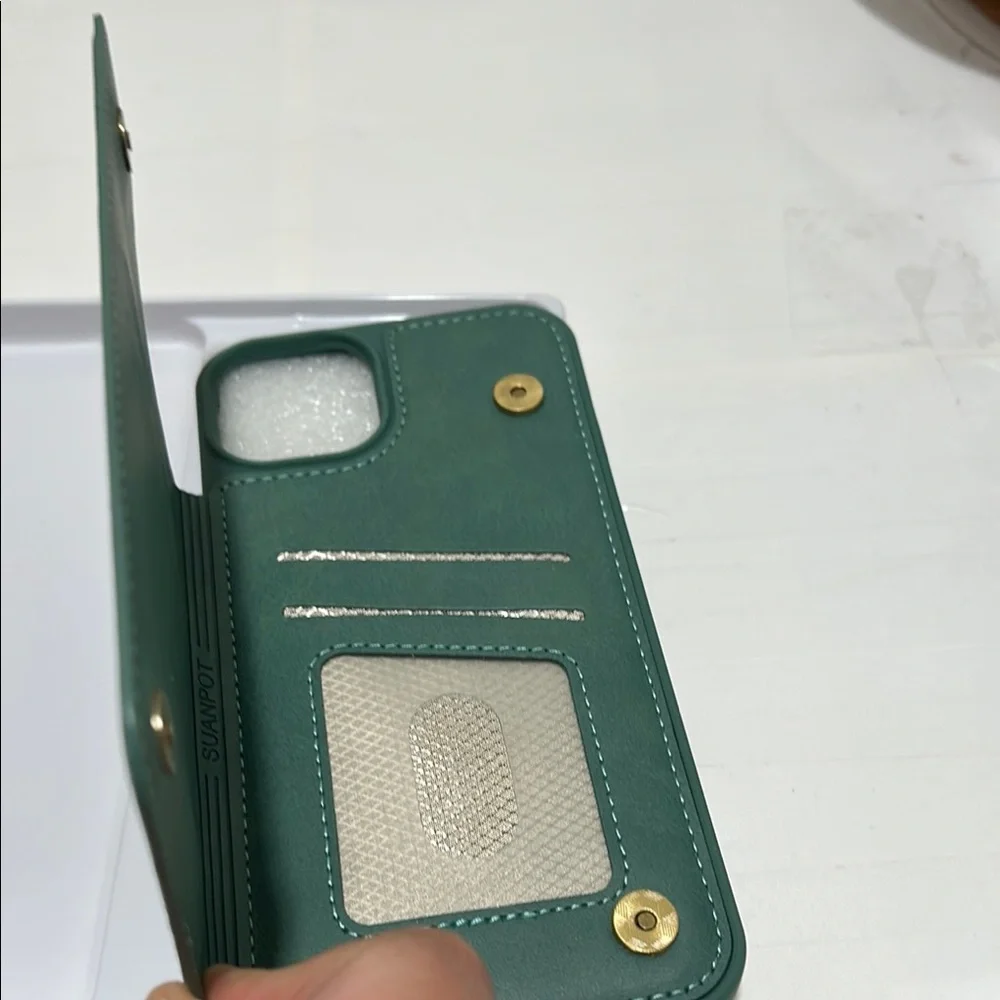 SUANPOT Green Wallet Phone Case IP14Max NWT sea green
